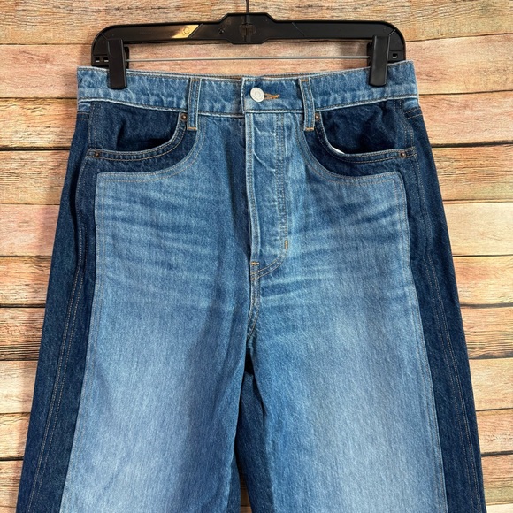 Veronica Beard Women's Two Tone Taylor Wide Leg Crop High Rise Jeans Size 29 - Picture 4 of 11